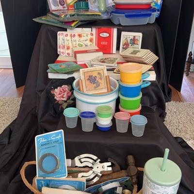Assorted Household Items Featuring Large Coaster Collection