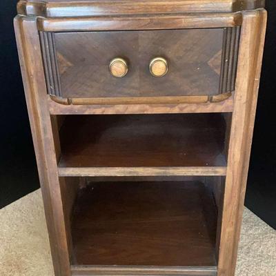 Vintage Accent Table with Drawer and Open Shelving