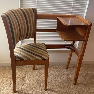 Mid-Century Corner Telephone Chair with Upholstered Seat