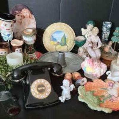 Vintage Collectibles Featuring Vases, Figurines & Metropolis Telephone