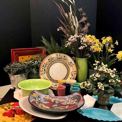 Floral Decor & Colorful Ceramic Dishware