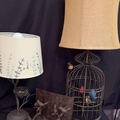 Bird Themed Metal Lamps and Bookends
