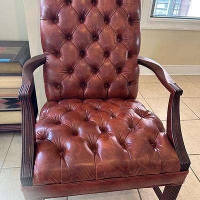 Tuffed Leather Accent Chair