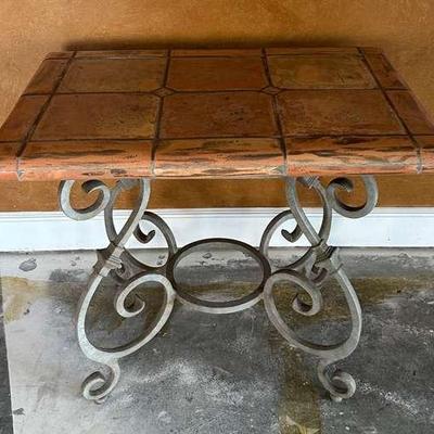 Wrought Iron And Stone Table