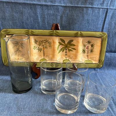Amber Glass And Snack Tray