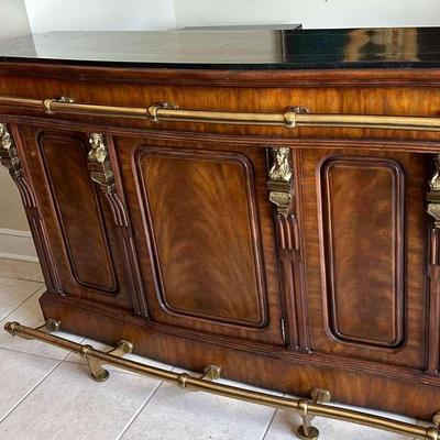 Maitland Smith French Empire Marble Top Bar Cabinet (1990)