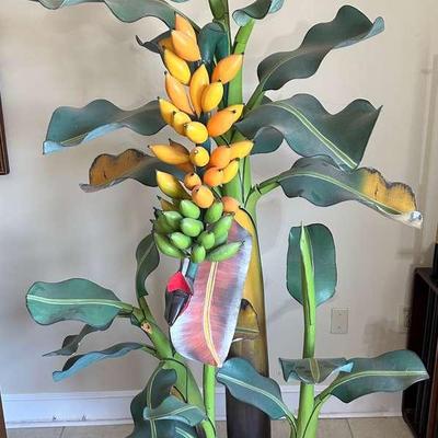 Vintage South American Hand Carved Wood Banana Tree 