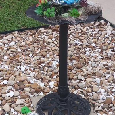 Sale Photo Thumbnail #138: Metal bird bath with decor