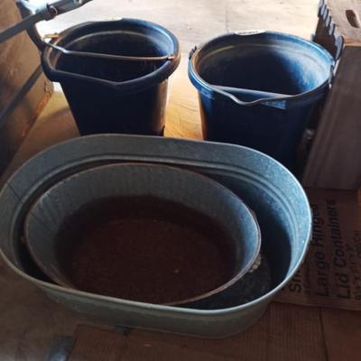Sale Photo Thumbnail #131: Buckets, galvanized tubes & pail