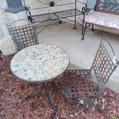 Sale Photo Thumbnail #140: 3pc folding metal patio setfaux wicker