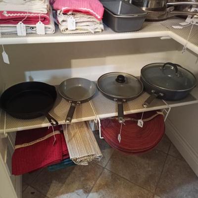Sale Photo Thumbnail #55: Skillets & kitchen linens