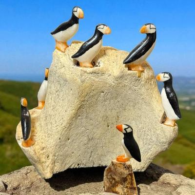 Inuit carved puffin rookery