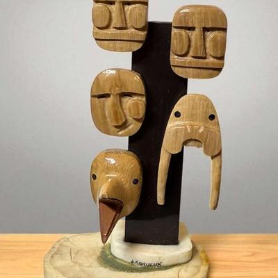 J kokoluk signed carving or totem