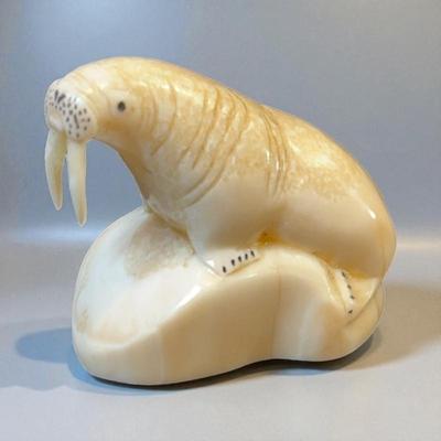 Inuit carved walrus figurine