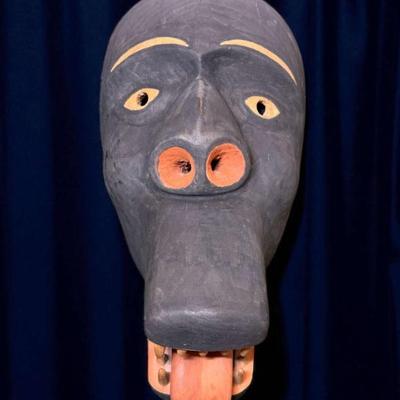 Charlie mayac king island, inupiaq, alaska carved wood mask