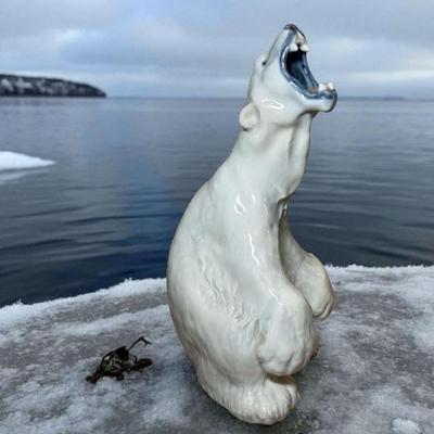 Royal copenhagen denmark 502 porcelain roaring polar bear