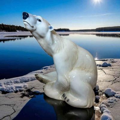 Large bing grondahl porcelain polar bear signed niels nielsen
