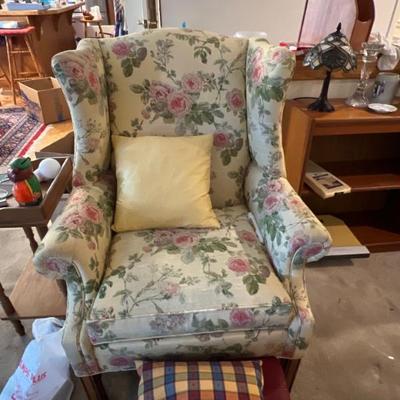 Floral wingback chair