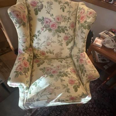 Wingback floral chair
