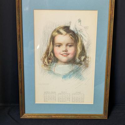 Antique Calendar Art Print – “Childhood” (1906)