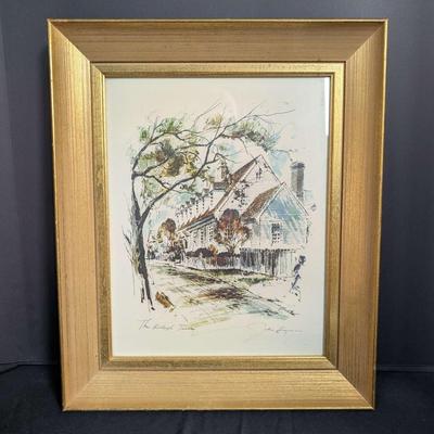 Vintage John Haymson Print – “The Raleigh Tavern” – Framed Colonial Williamsburg Art