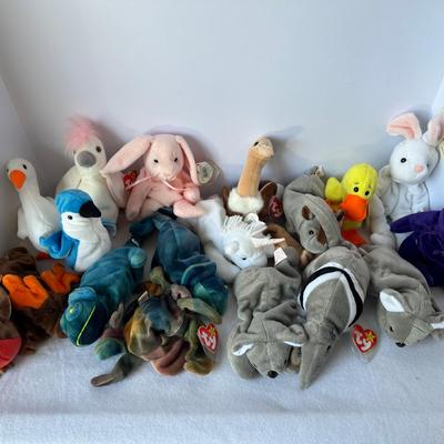 TY Beanie Babies Collection – 15 Assorted Animal Plush Toys with Tags