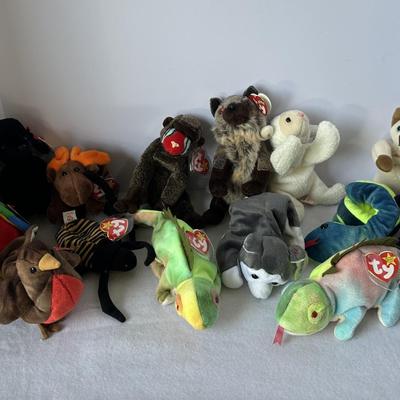TY Beanie Babies Collection –16 Assorted Animal Plush Toys with Tags