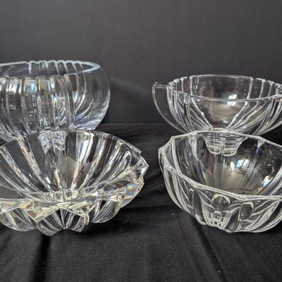 Lot of 4 Heavy Cut Crystal Bowls – Includes Orrefors Sweden