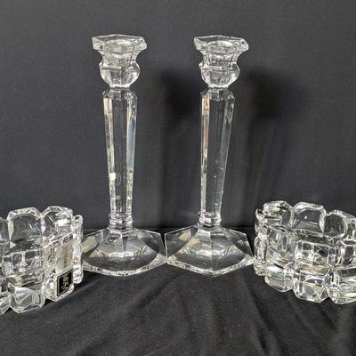 Crystal Candlestick & Votive Set