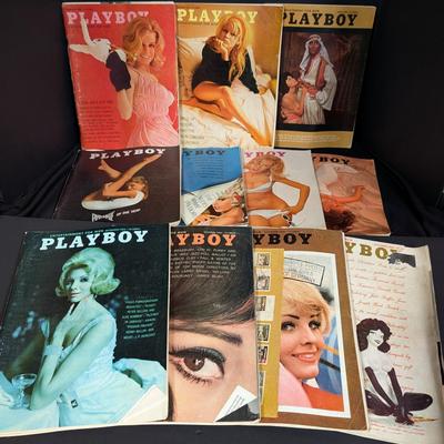 Playboy Magazine Lot – 11 Issues from 1964 (Missing January) – Vintage Mid-Century Era