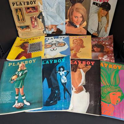 Lot of 12 Vintage Playboy Magazines – Complete 1967 – Mid-Century Pin-Up & Editorial Archive