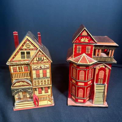Charming Wooden San Francisco House Music Boxes with Hidden Drawers