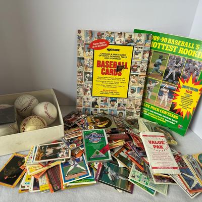 Mystery Lot- Basketball and Baseball cards and 5 baseballs one with authentic autographs