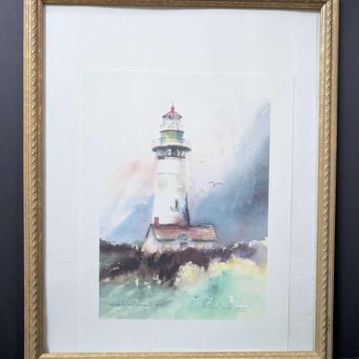 Framed Lighthouse Art Print – Signed & Numbered by Michael David Sorensen (2001)