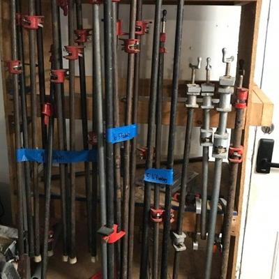 Dozens Of Long Clamps, Assorted Sizes