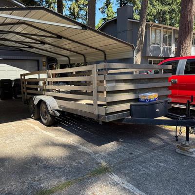 16ft Flatbed Utility Trailer With Stake Sides