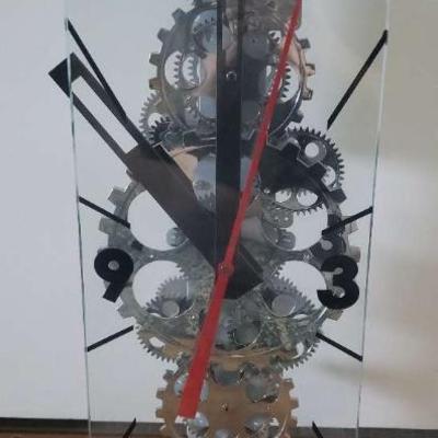 HKM083- Z Gallerie Quartz Oblong Gear Wall Clock 