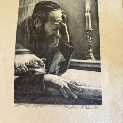 Saul Rabino pencil signed Rabbi print