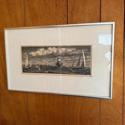 Walter DuBois Richard’s pencil signed nautical lighthouse etching 