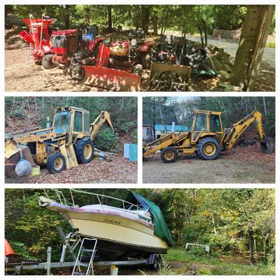 lawn mowers, loaders and boat