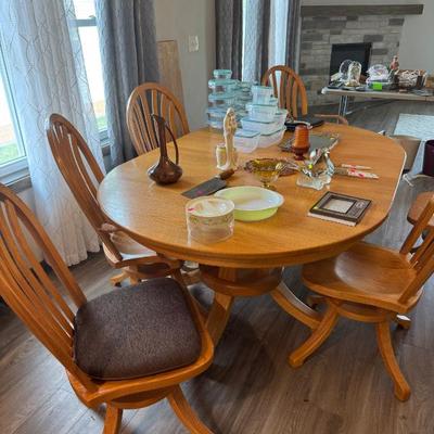 Sale Photo Thumbnail #55: Amish made dining room set with 4 leaves