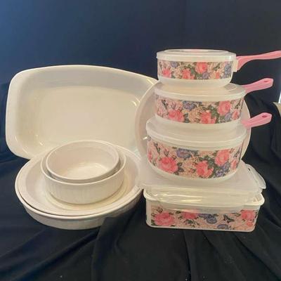 Corning Ware Serving Pieces & Microwaveable Plastic Containers 