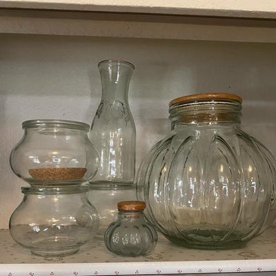 Vintage Glass Jars With Lids & Glass Carafe