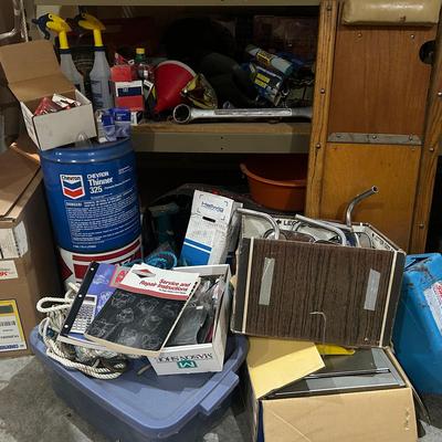 Automobile Lot Featuring Car Jacks, Sears Automotive Analyzer, Chains, And More