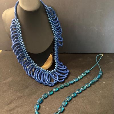 Vintage Blue Beaded Necklaces