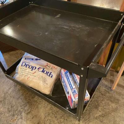 Rolling Metal Parts Cart, Canvas Drop Cloths & Painter’s Plastic