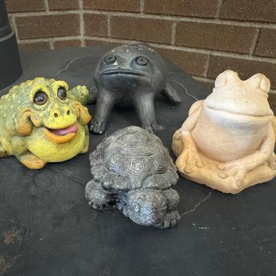 Earthly Creations Weather Proof Ornamental Frog And Turtle Sculptures