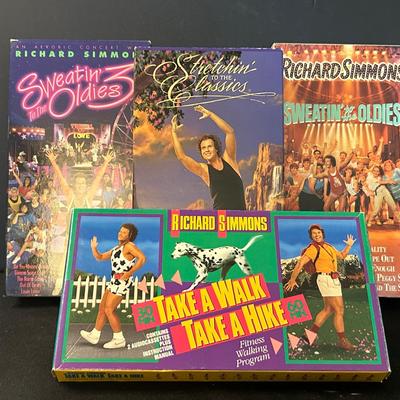 Richard Simmons Exercise VHS Tapes And Cassette Tape Featuring Stretchin To The Classics