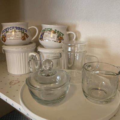 Corningware Soup Mugs, Recipe Soup Mugs & Glass Creamers 