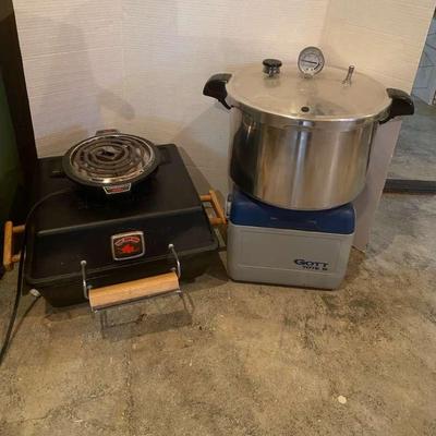 Olympian Gas Fired Outdoor Grill, Instant Tent, Pressure Cooker & Electric Burner